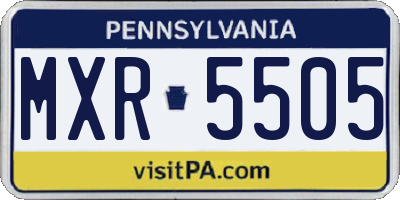 PA license plate MXR5505
