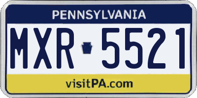 PA license plate MXR5521