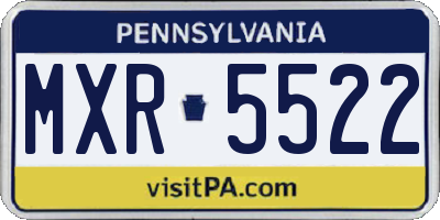 PA license plate MXR5522