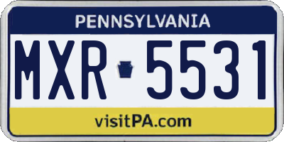 PA license plate MXR5531