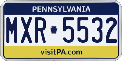 PA license plate MXR5532