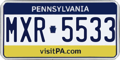 PA license plate MXR5533