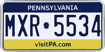 PA license plate MXR5534