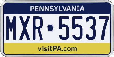 PA license plate MXR5537