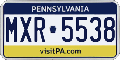 PA license plate MXR5538