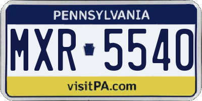 PA license plate MXR5540