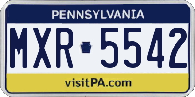 PA license plate MXR5542