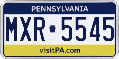 PA license plate MXR5545