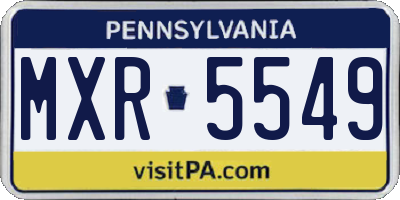 PA license plate MXR5549