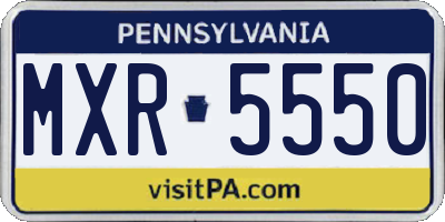 PA license plate MXR5550