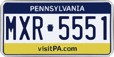 PA license plate MXR5551