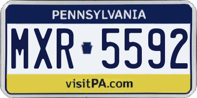 PA license plate MXR5592