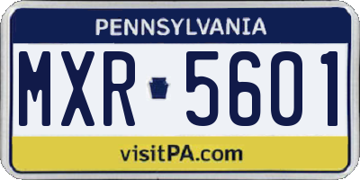 PA license plate MXR5601