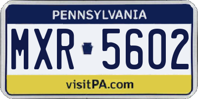 PA license plate MXR5602