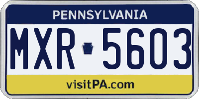 PA license plate MXR5603