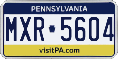 PA license plate MXR5604