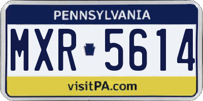 PA license plate MXR5614
