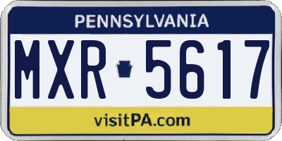 PA license plate MXR5617