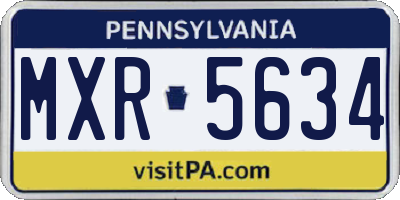 PA license plate MXR5634