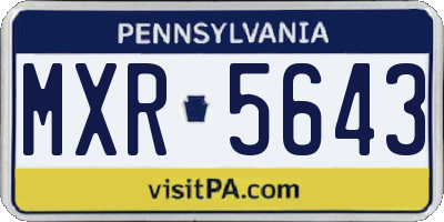 PA license plate MXR5643