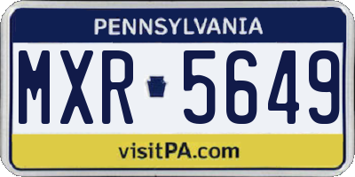 PA license plate MXR5649