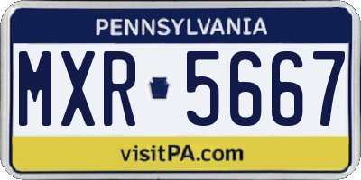 PA license plate MXR5667