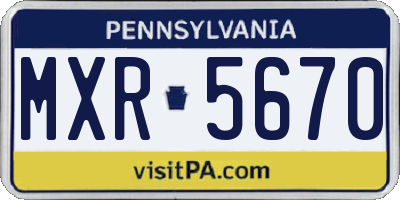 PA license plate MXR5670