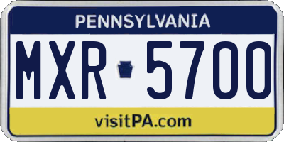 PA license plate MXR5700