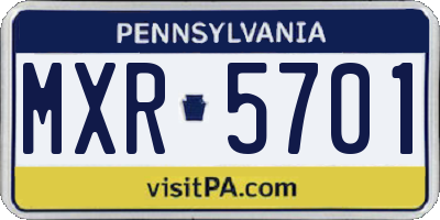PA license plate MXR5701