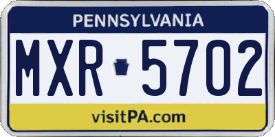 PA license plate MXR5702