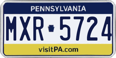 PA license plate MXR5724