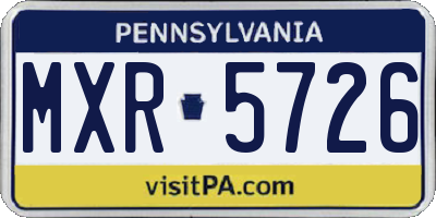 PA license plate MXR5726
