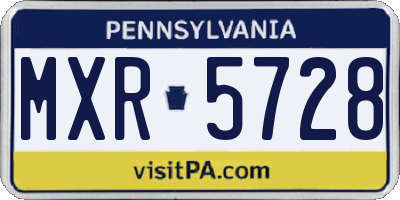 PA license plate MXR5728