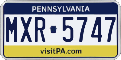 PA license plate MXR5747