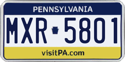 PA license plate MXR5801
