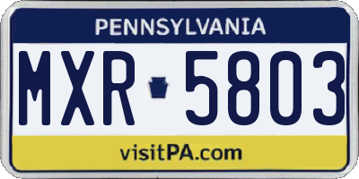 PA license plate MXR5803