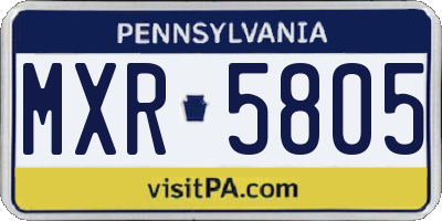 PA license plate MXR5805