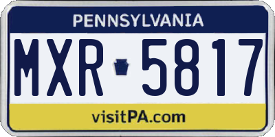 PA license plate MXR5817