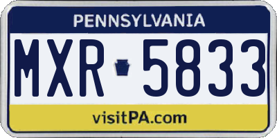 PA license plate MXR5833