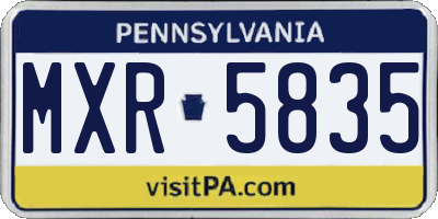PA license plate MXR5835