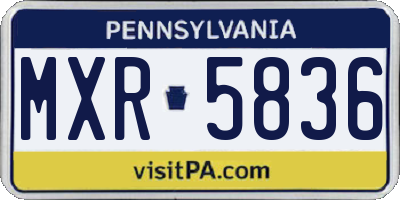 PA license plate MXR5836