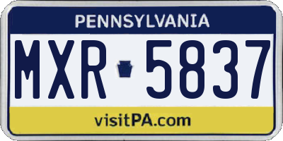 PA license plate MXR5837