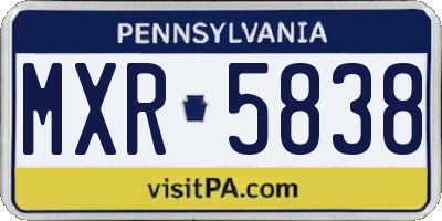 PA license plate MXR5838