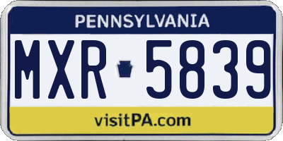 PA license plate MXR5839