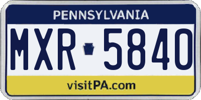 PA license plate MXR5840