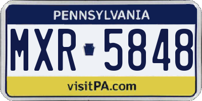 PA license plate MXR5848