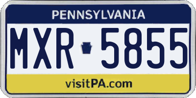 PA license plate MXR5855