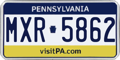 PA license plate MXR5862