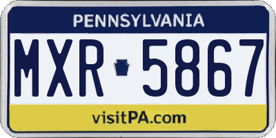 PA license plate MXR5867