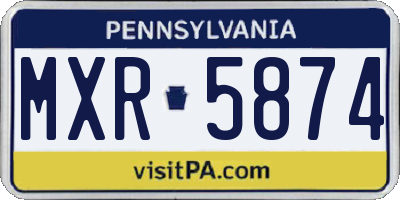 PA license plate MXR5874